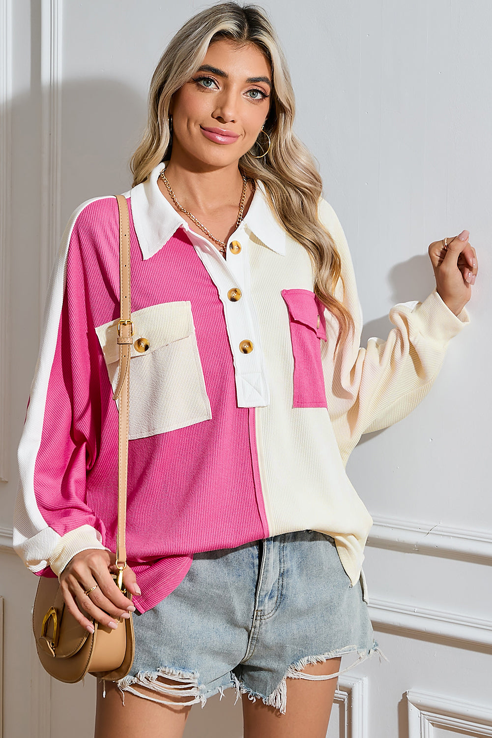Oversized Henley Sweatshirt