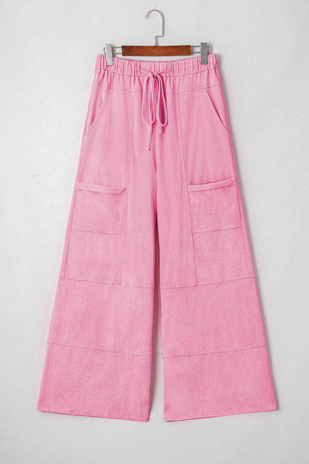 Black Exposed Seam Wide Leg  Pants
