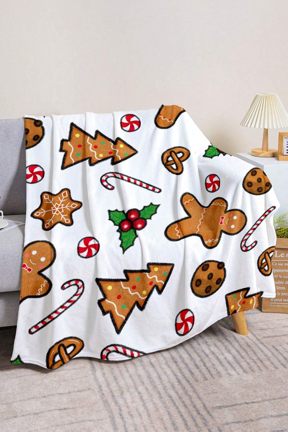 White Christmas Gingerbread Man Throw Blanket