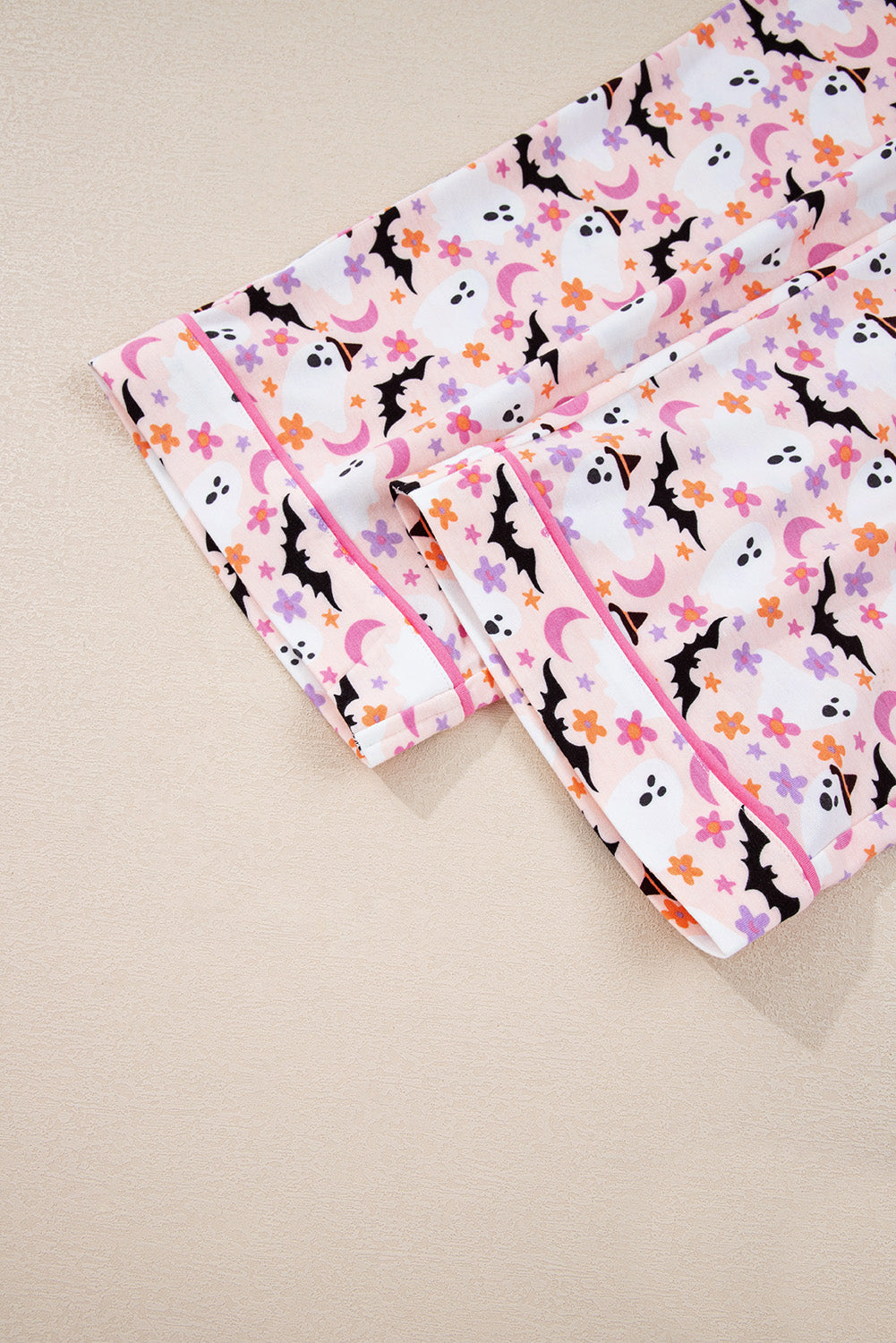 Pink Ghost Print Long Pajama Set
