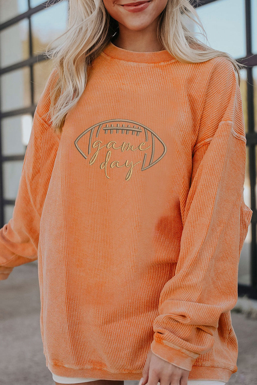 Black Football Drop Shoulder Game Day Sweatshirt