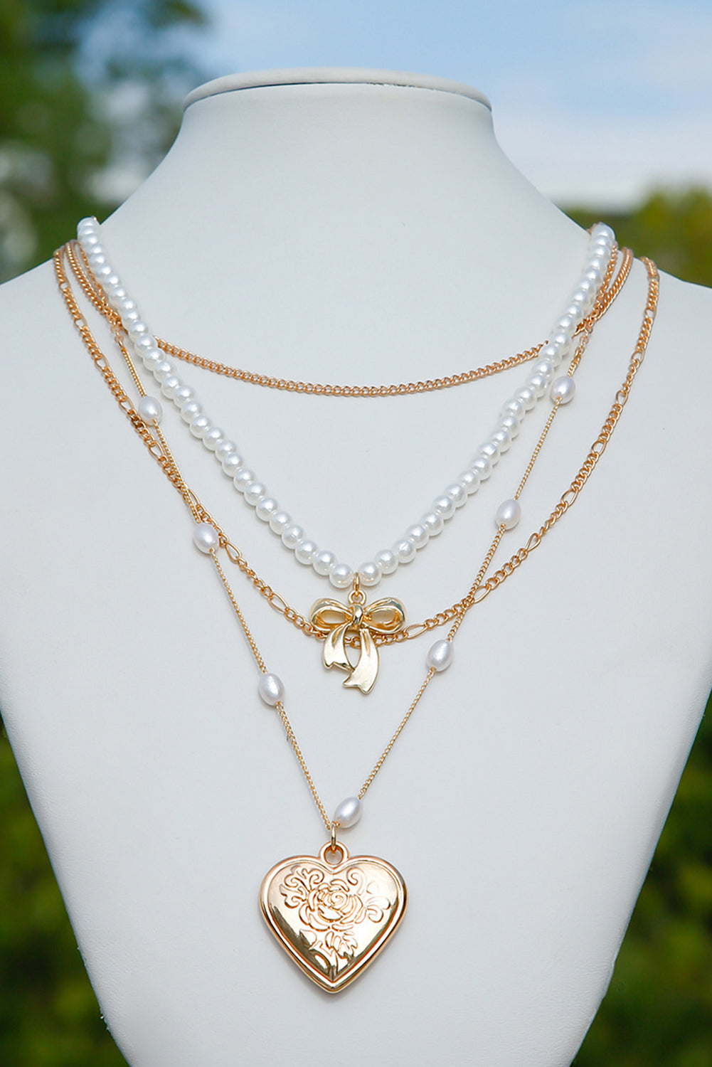 Gold Heart Multi Layer Necklace