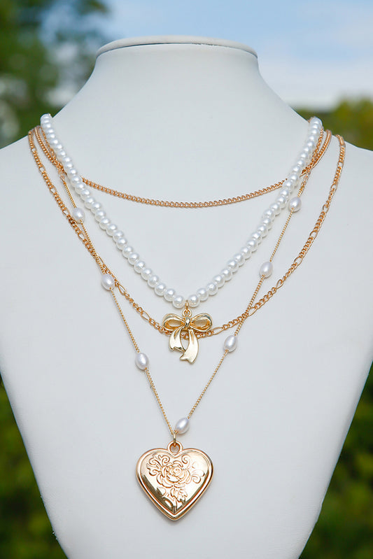 Gold Heart Multi Layer Necklace