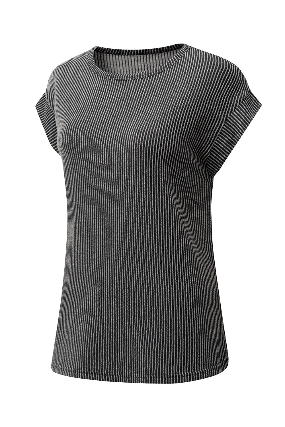 Grey Twisted Textured Plain T Shirt
