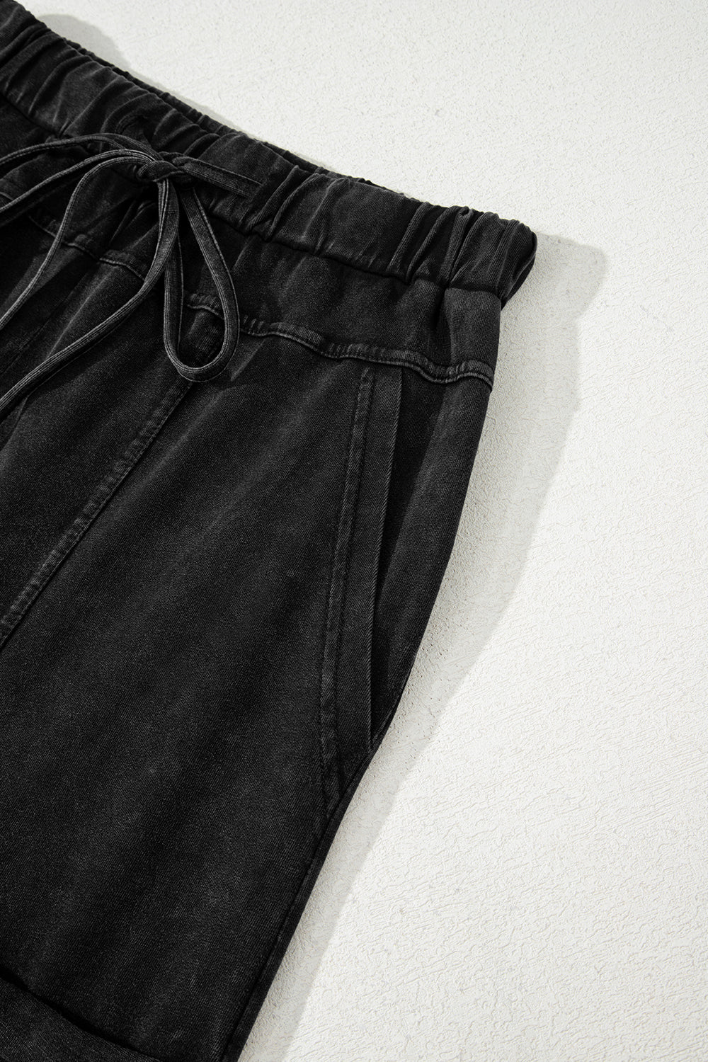 Black Exposed Seam Wide Leg  Pants