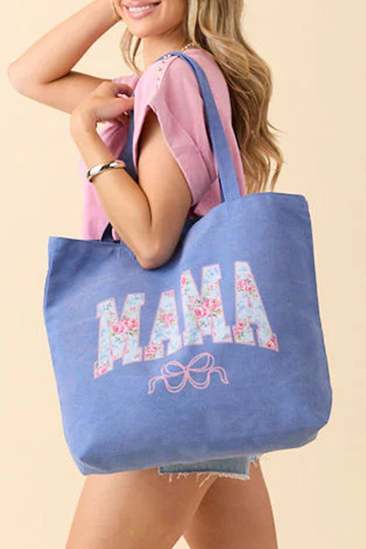 Blue Vintage MAMA Graphic Tote Bag