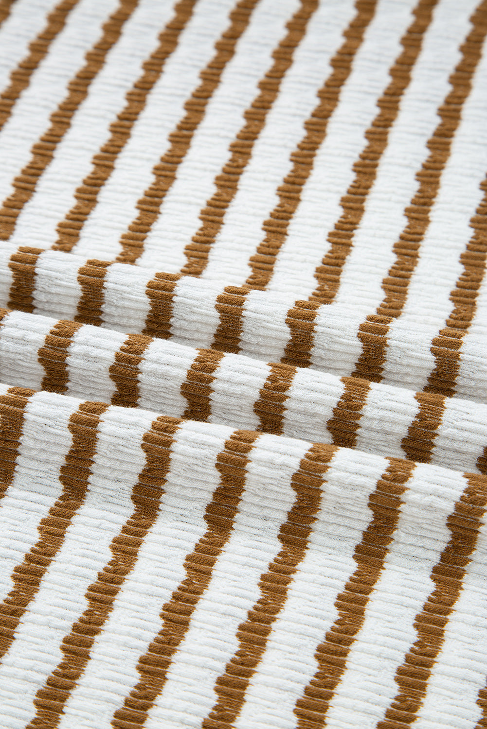 Khaki Stripe Pullover Top and Drawstring Pants Set