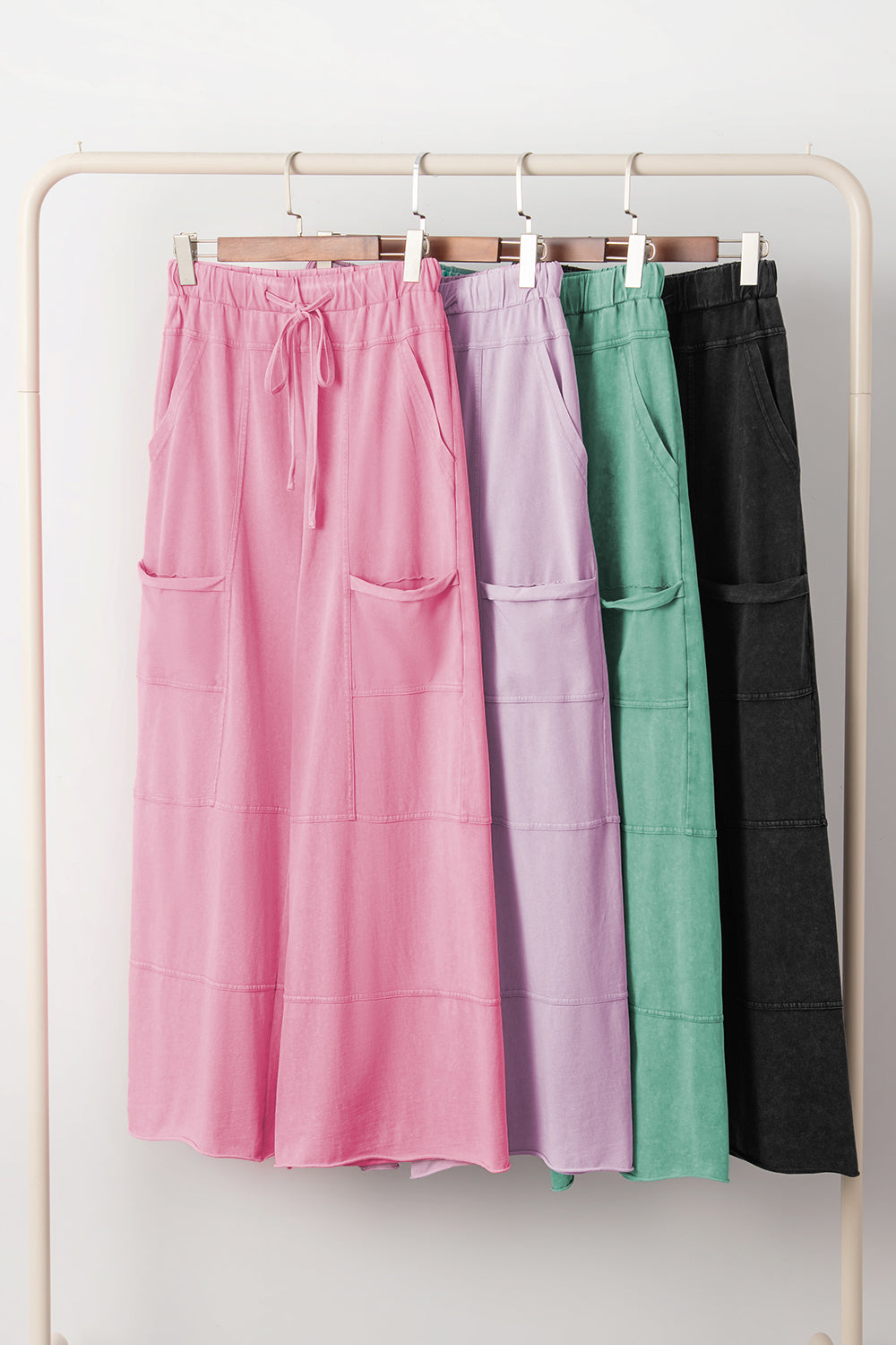Black Exposed Seam Wide Leg  Pants