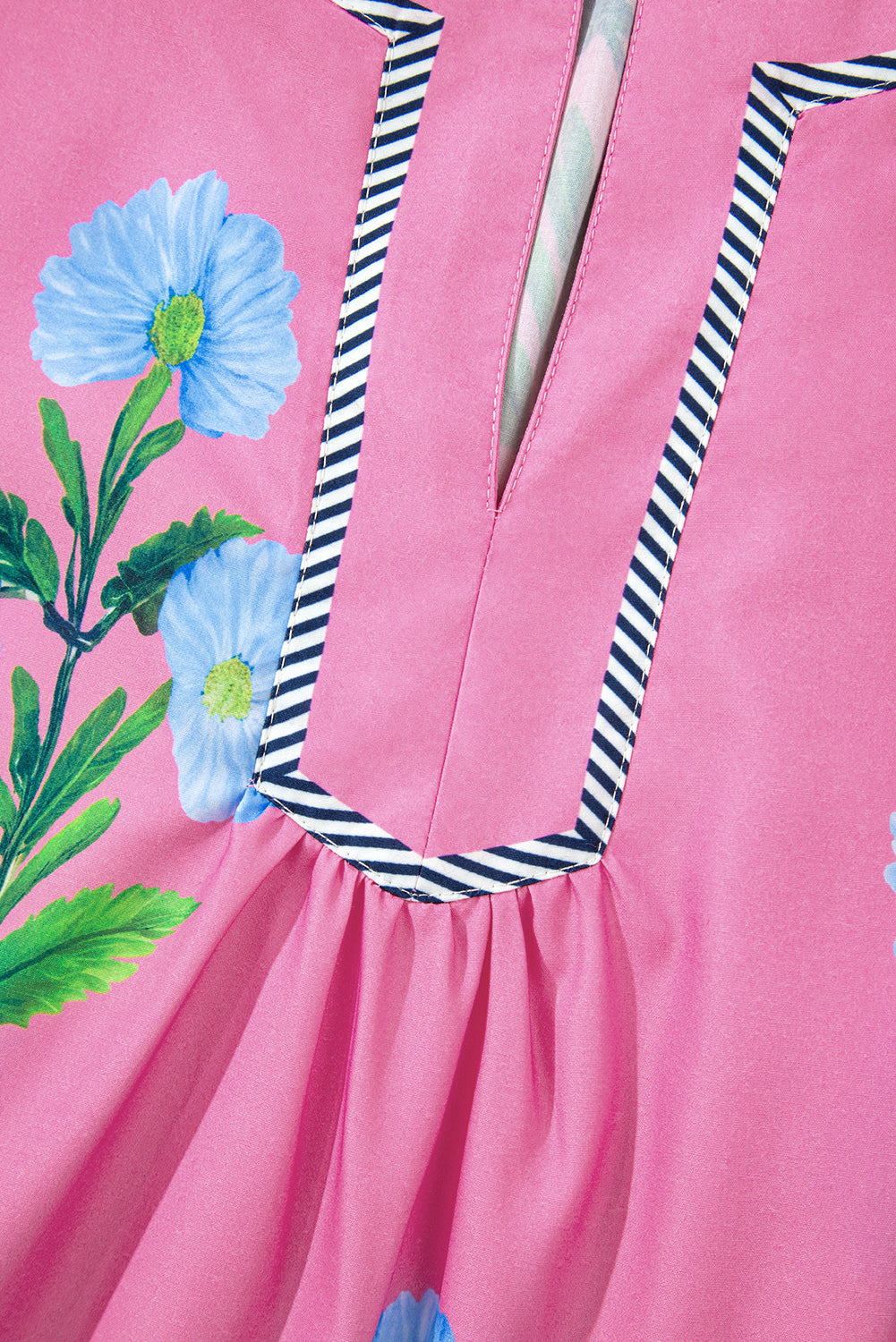 Short Sleeve Split Neck Floral Mini Dress