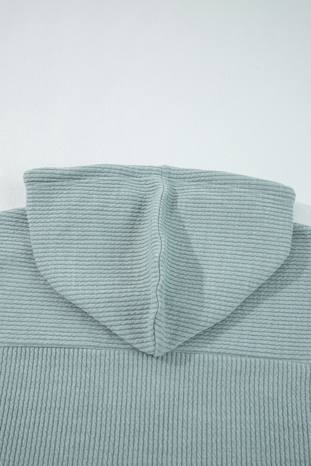 Aqua Ribbed Drop Shoulder Knit Hoodie