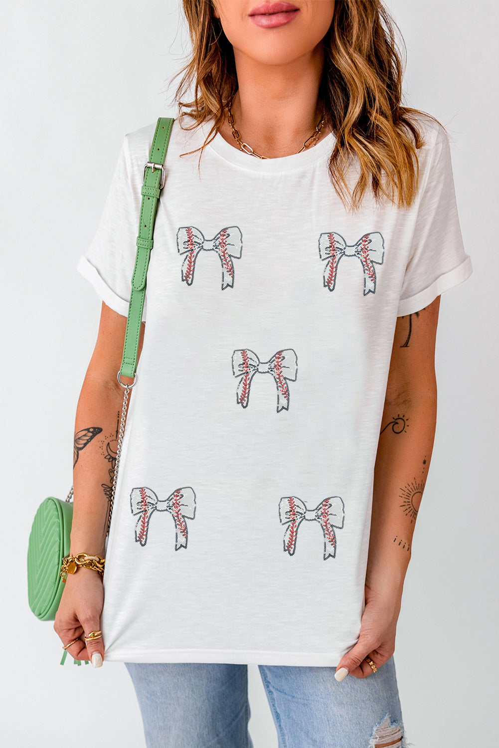 White Game Day Crewneck T Shirt