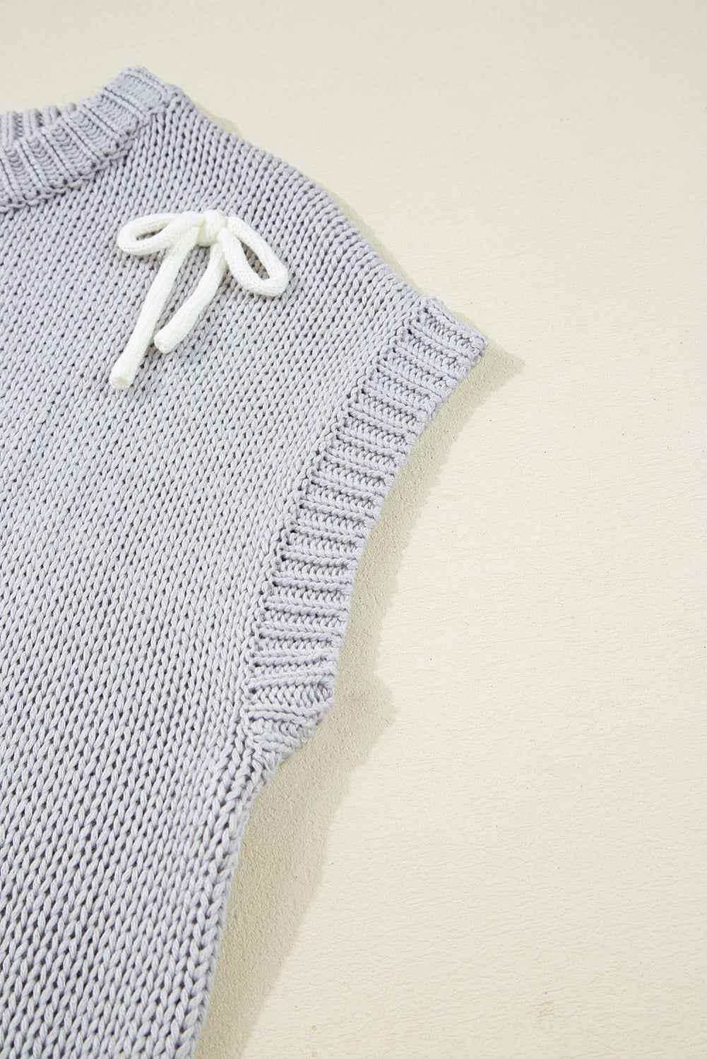 Light Grey Bowknot Cap Sleeve Sweater