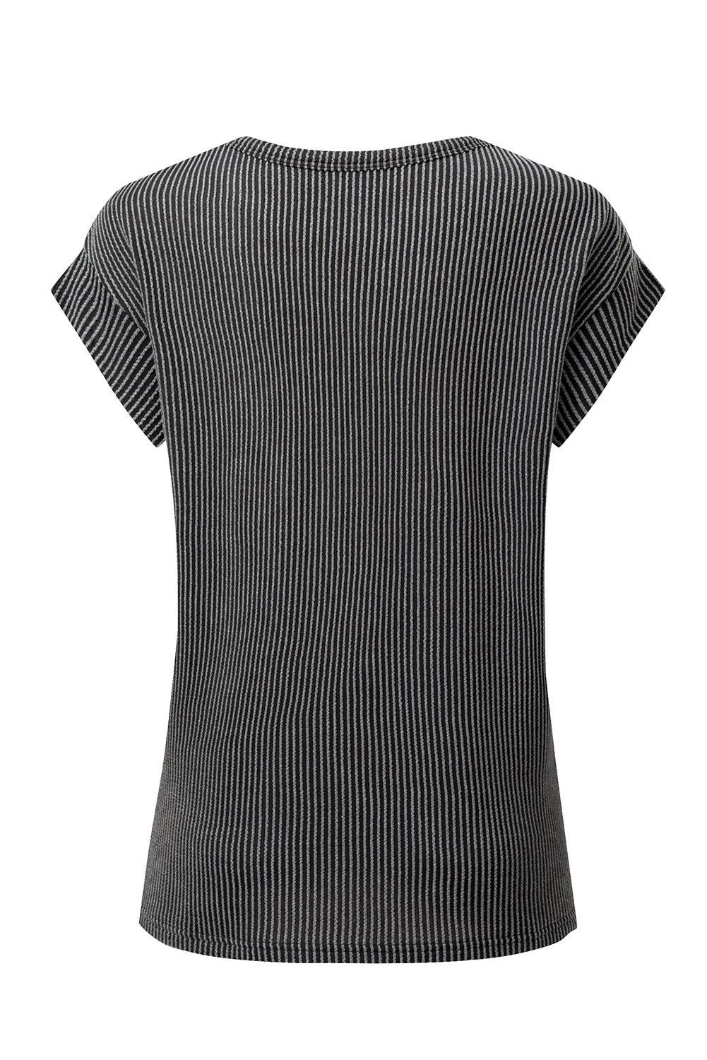 Grey Twisted Textured Plain T Shirt