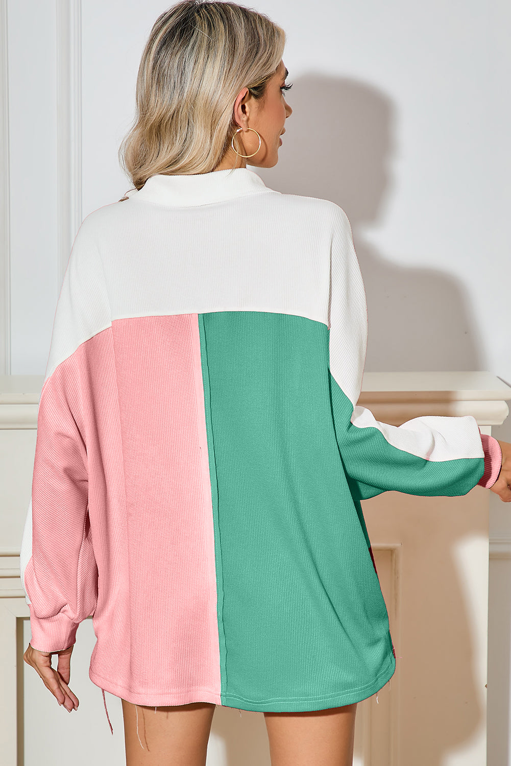 Oversized Henley Sweatshirt