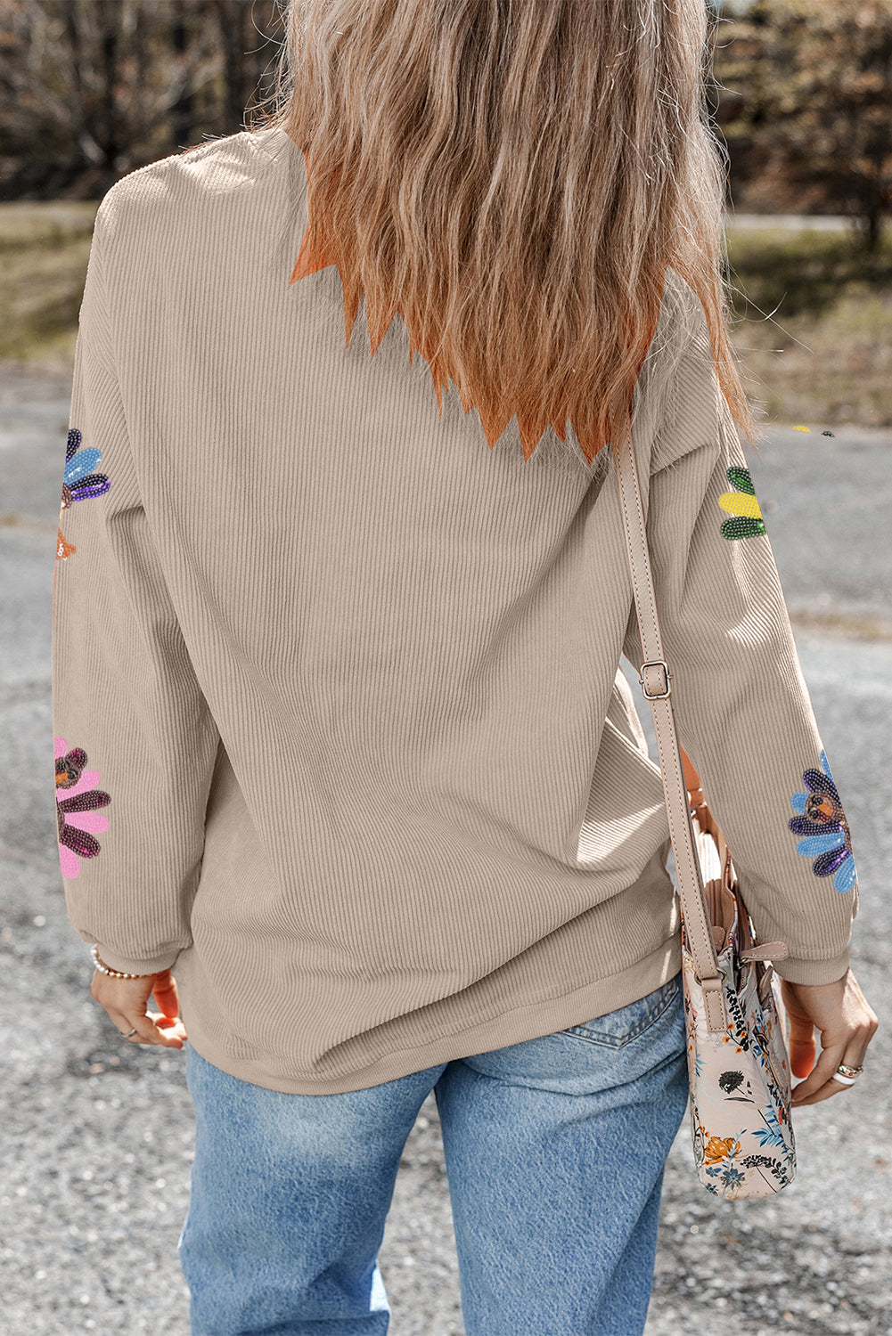 Turkey Graphic Corded Baggy Sweatshirt