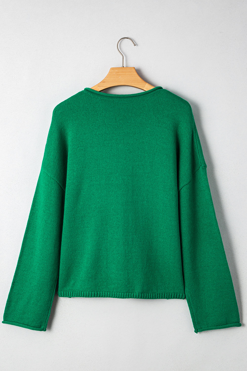 Green Solid Color Knit Cardigan