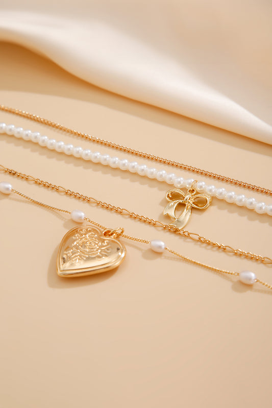 Gold Heart Multi Layer Necklace