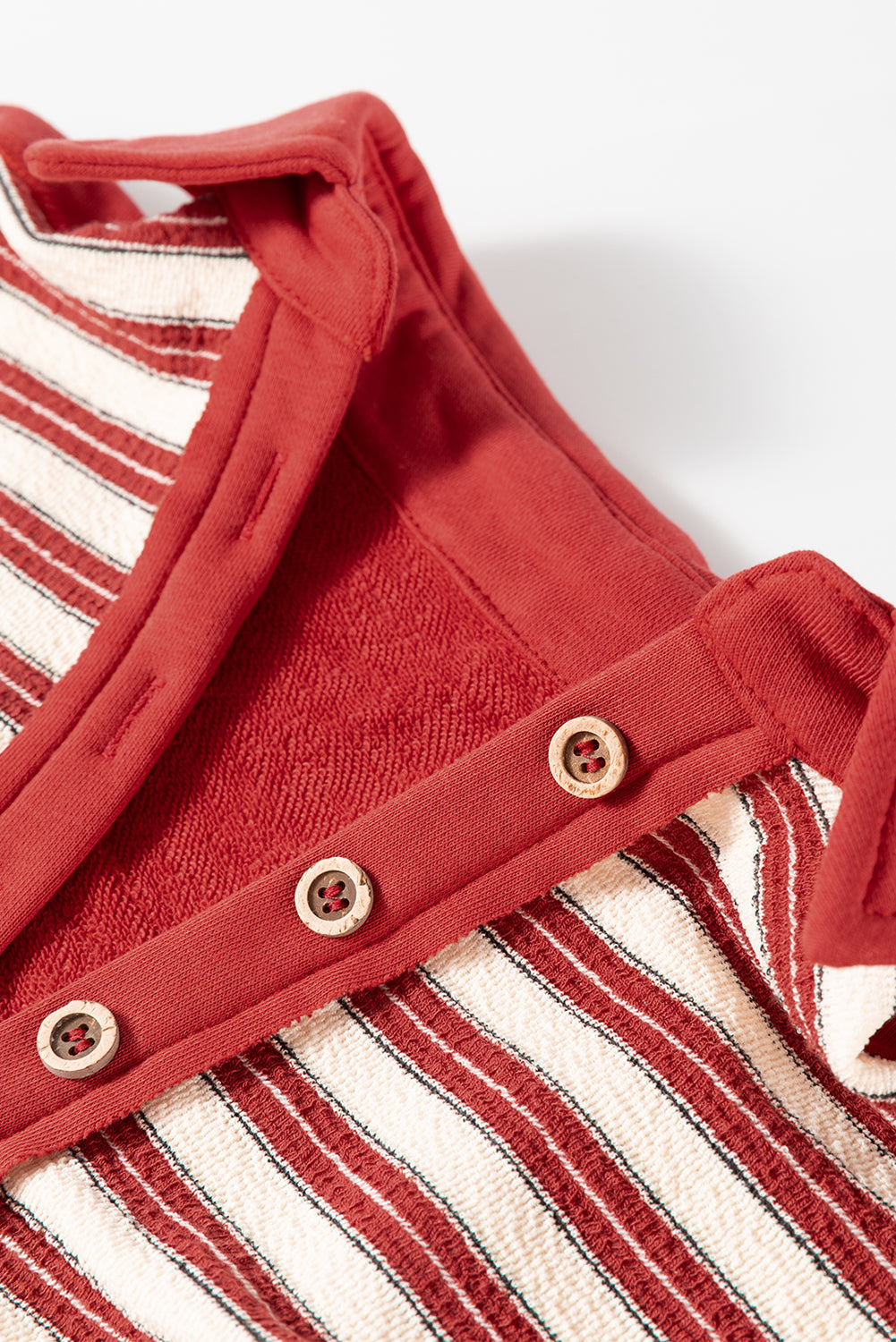 Red Stripe Collared V Neck Drop Shoulder