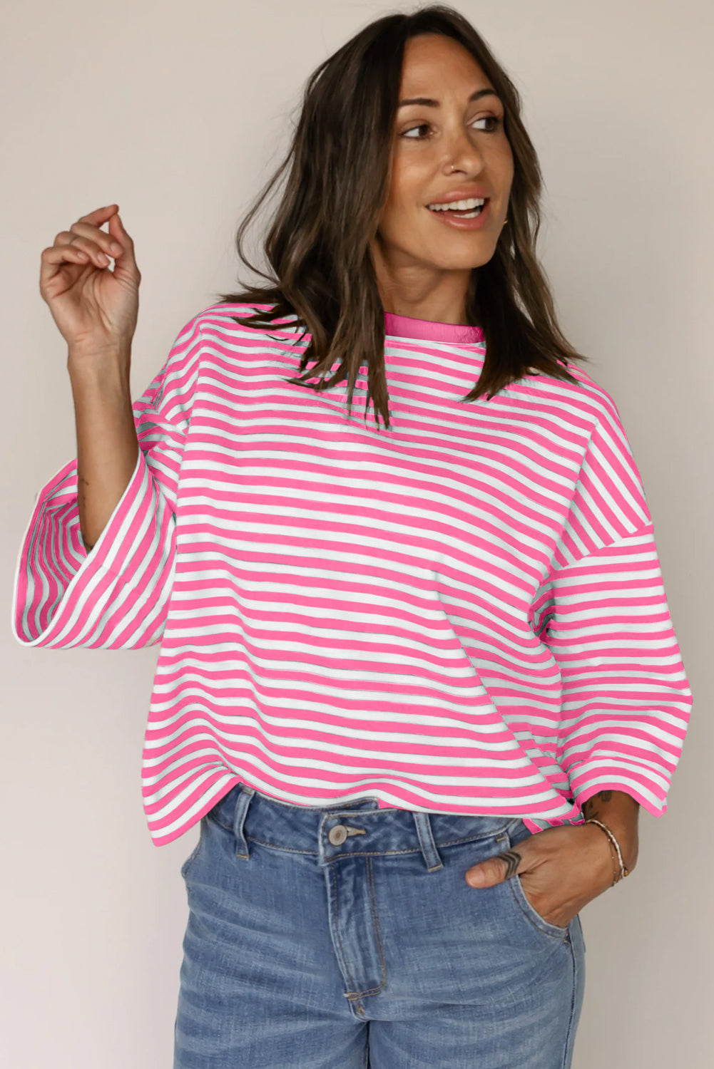 Red Striped Bowknot Backless T-Shirt
