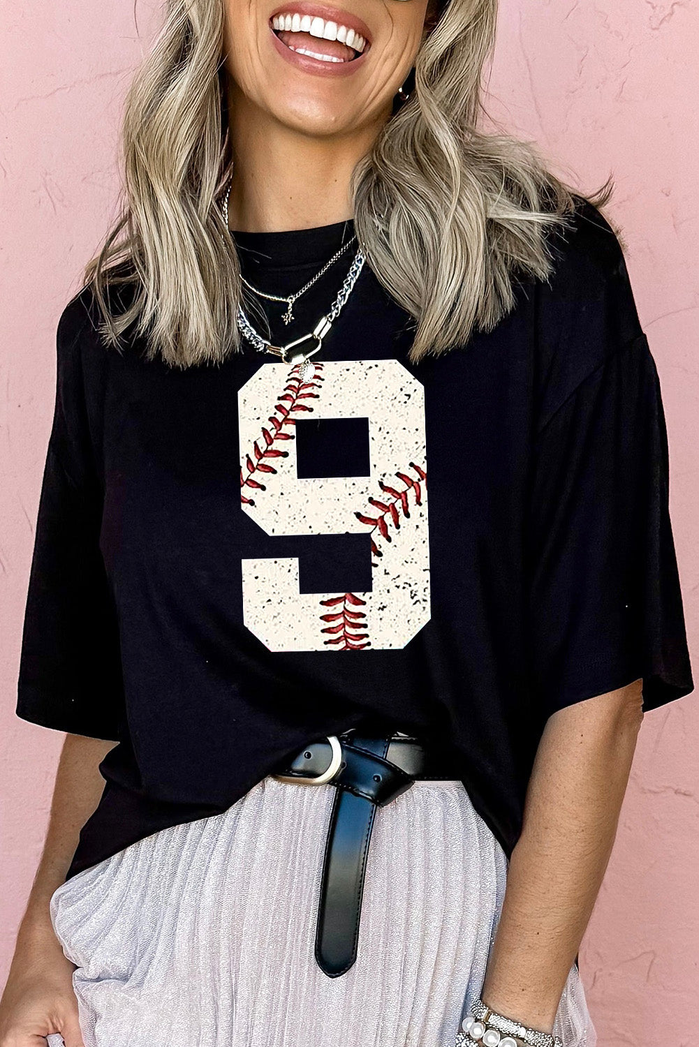 Black Game Day Oversize Tee