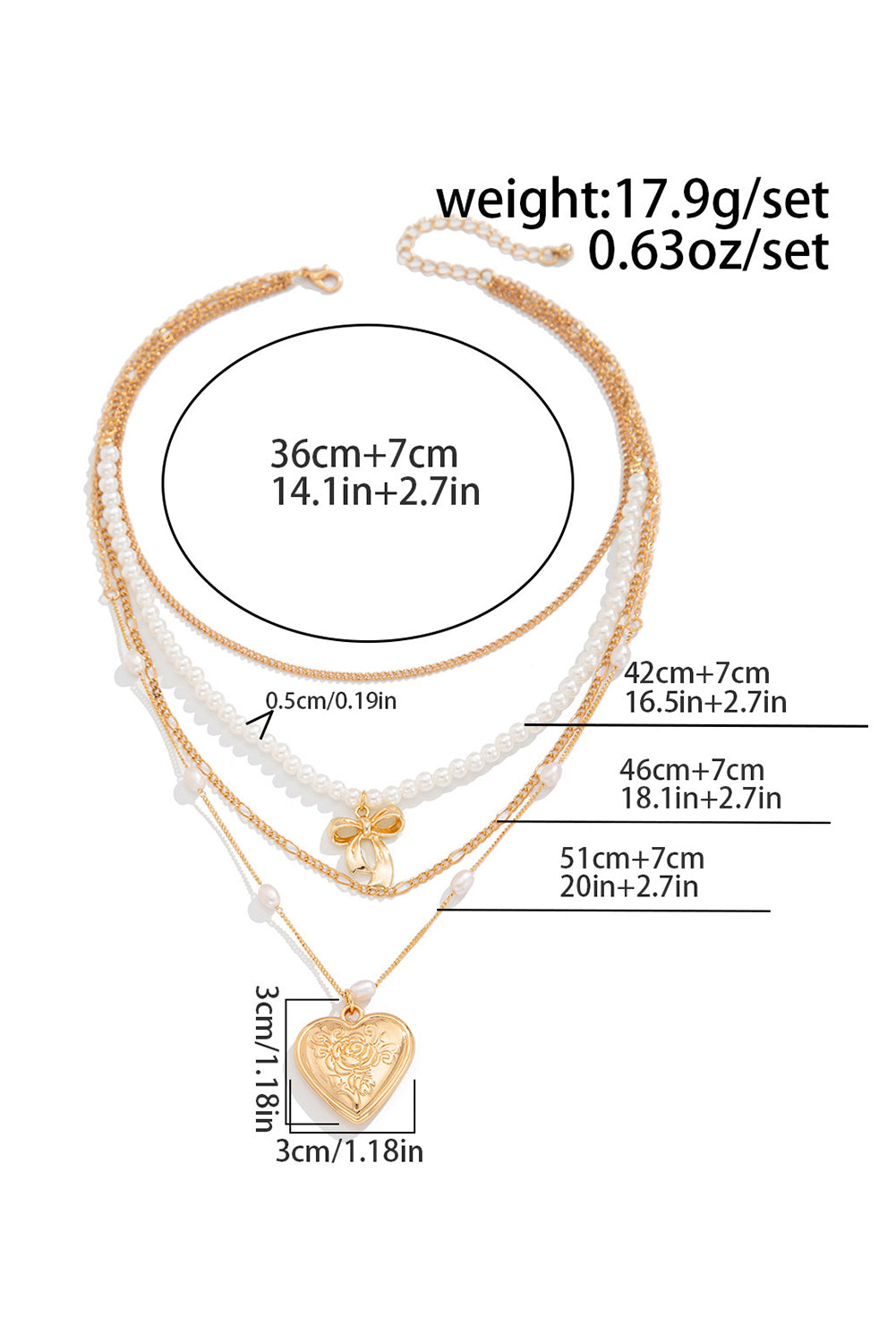 Gold Heart Multi Layer Necklace