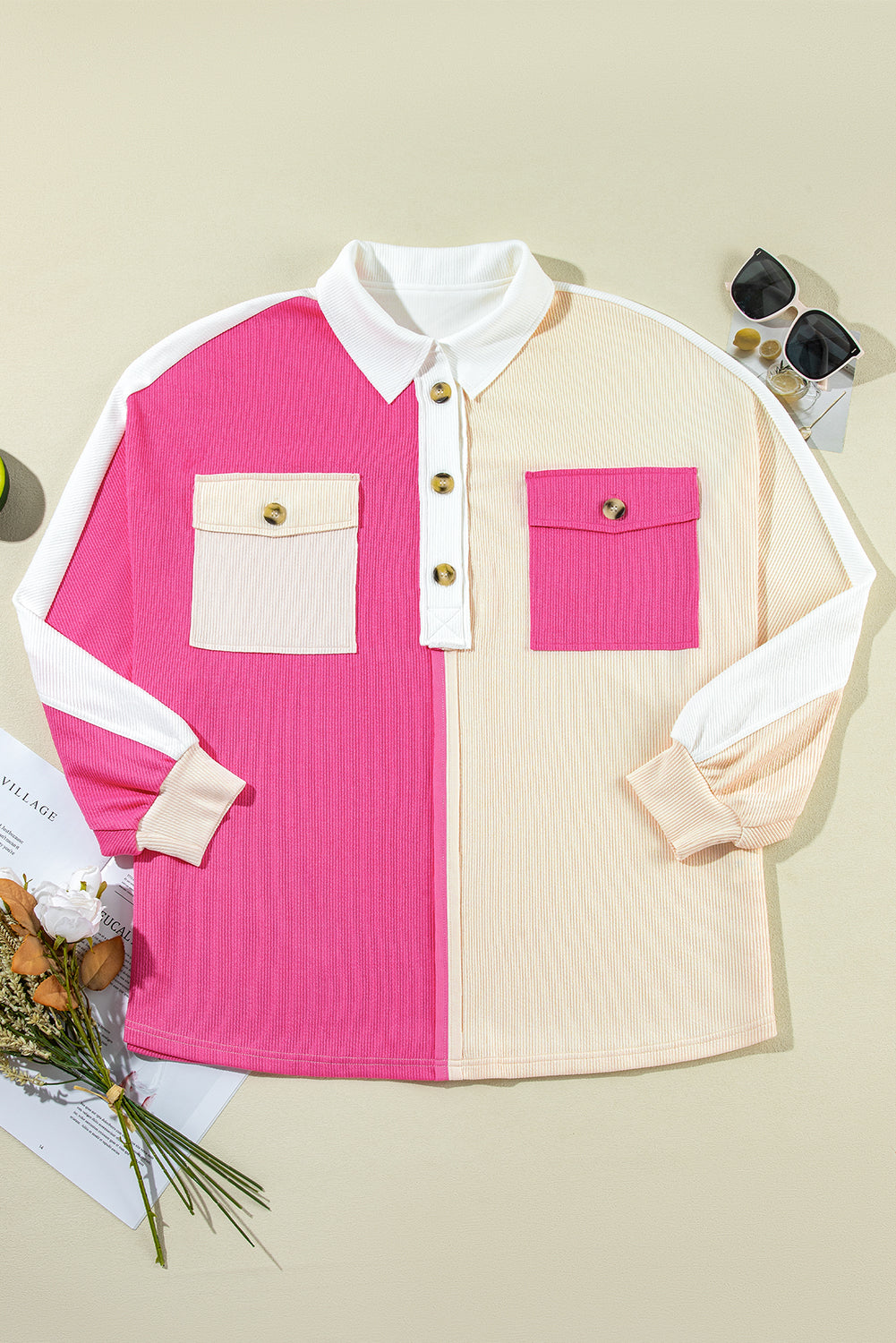 Oversized Henley Sweatshirt