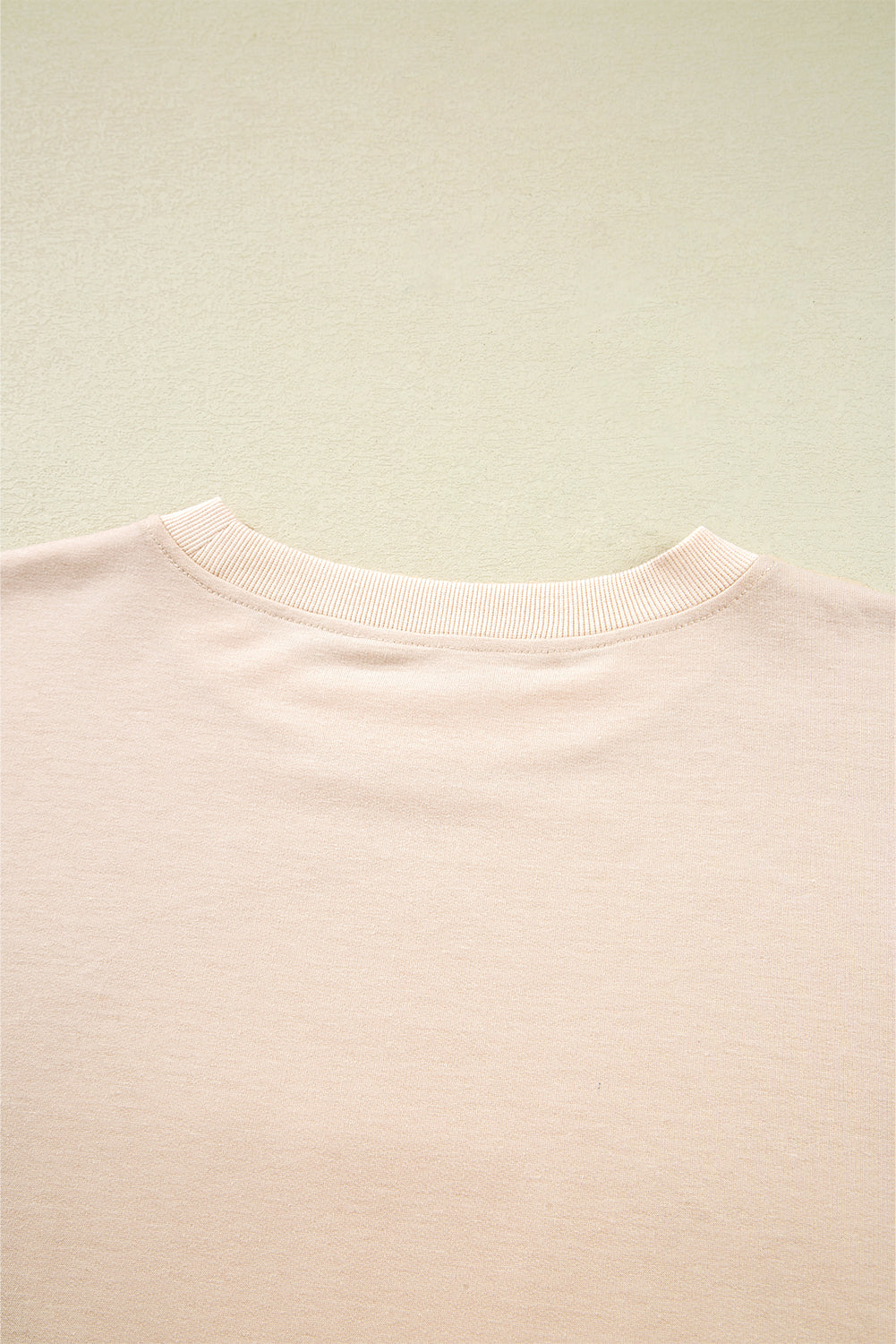 Beige Flower Patch Drop Shoulder Long Sleeve