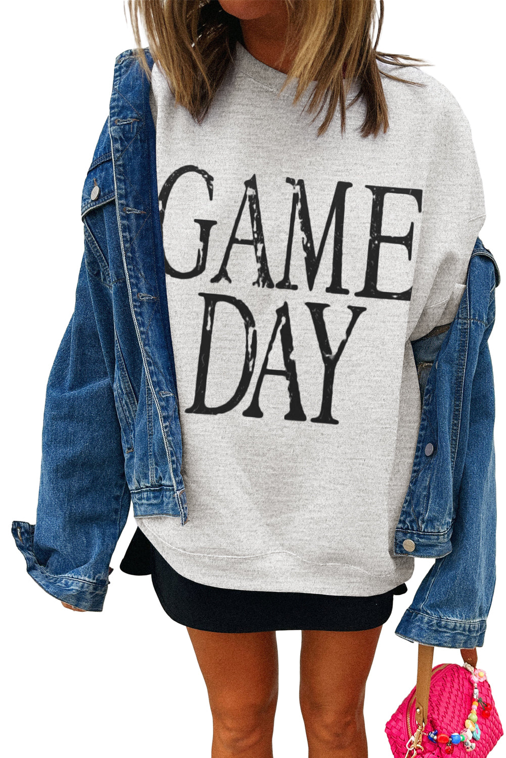 Black GAME DAY Vintage Washed Baggy Sweatshirt