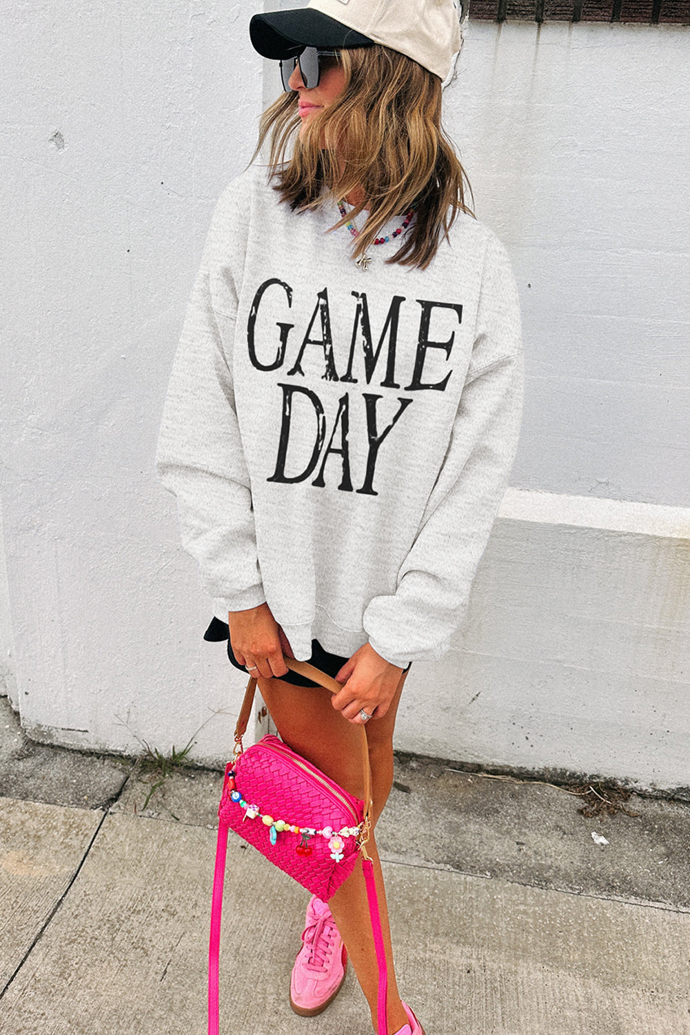 Black GAME DAY Vintage Washed Baggy Sweatshirt