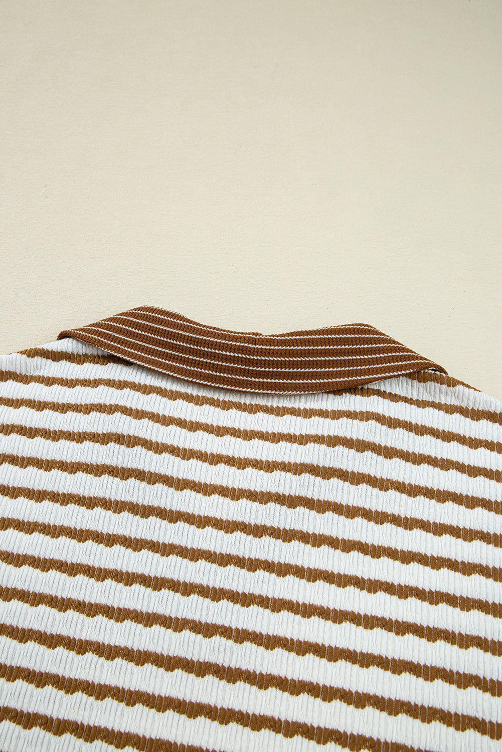 Khaki Stripe Pullover Top and Drawstring Pants Set