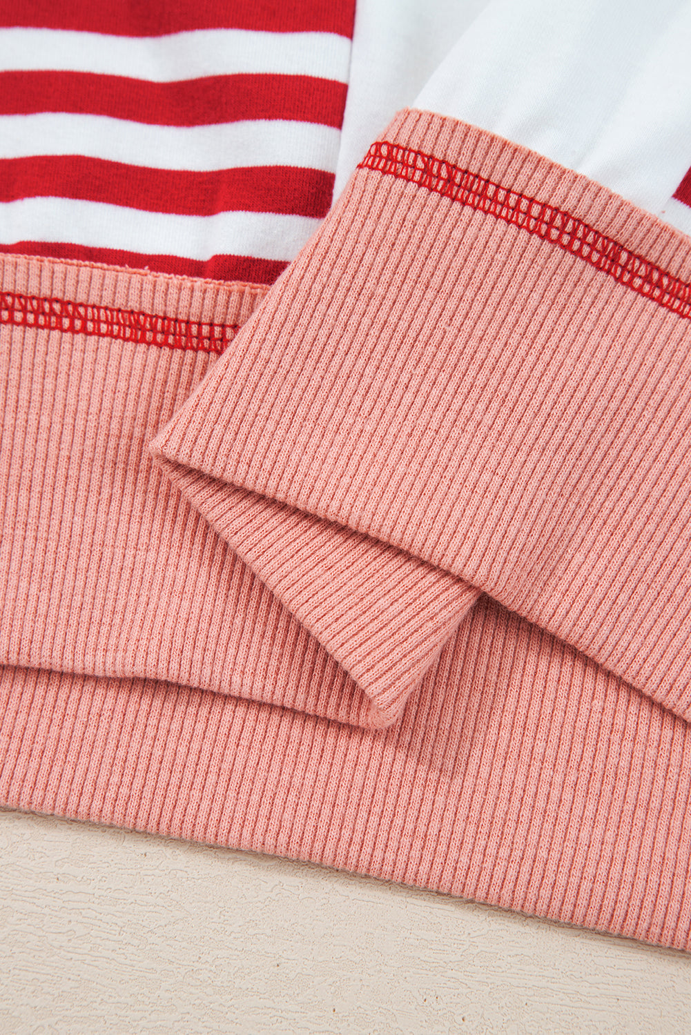 Red Striped Colorblock Oversized Sweatshirt