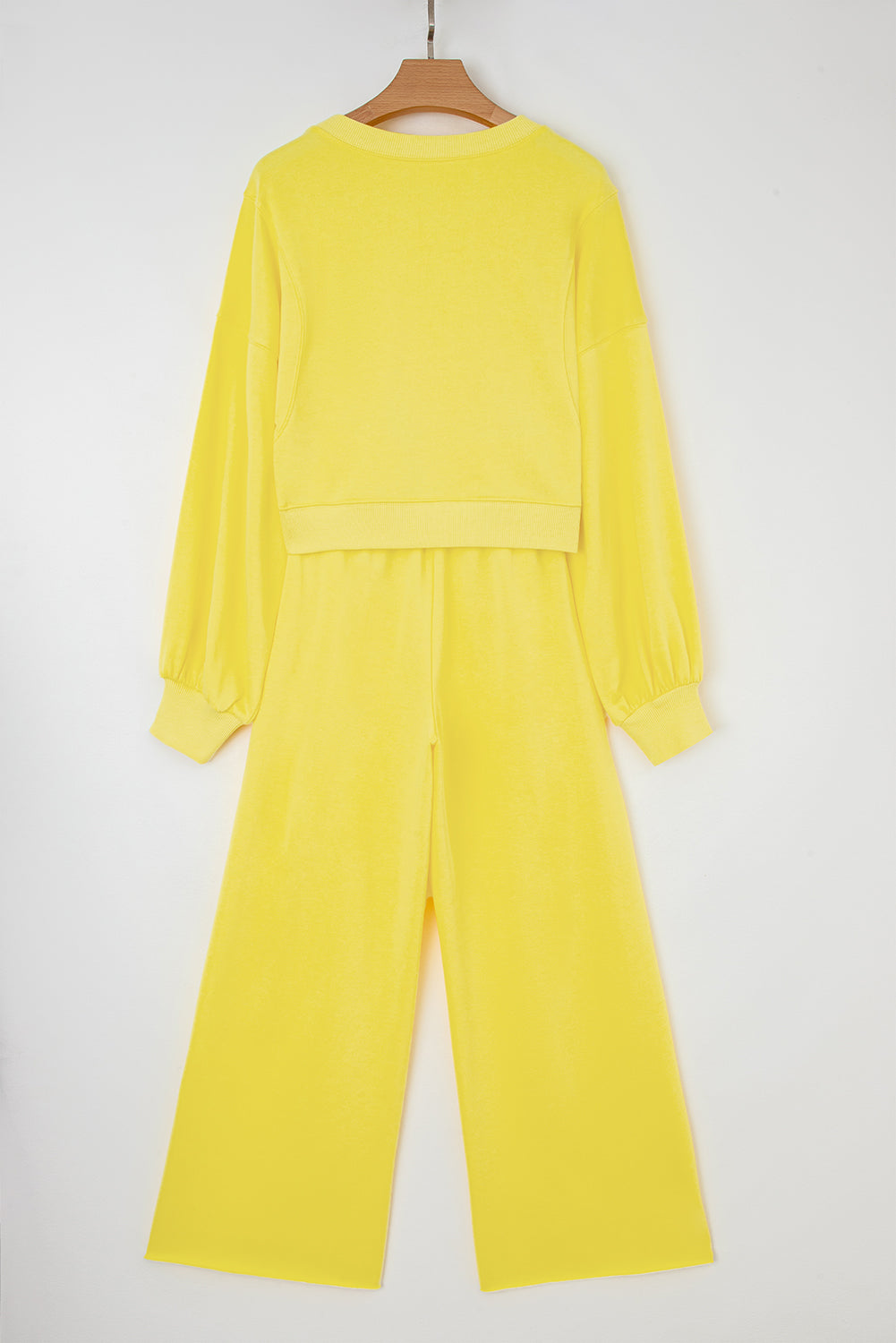 Light Pink Crop Pullover Drawstring Wide Leg Pants Set