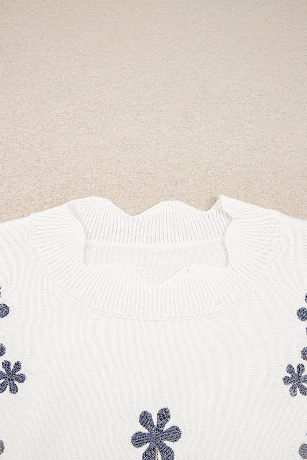 White Floral Cropped Sweater