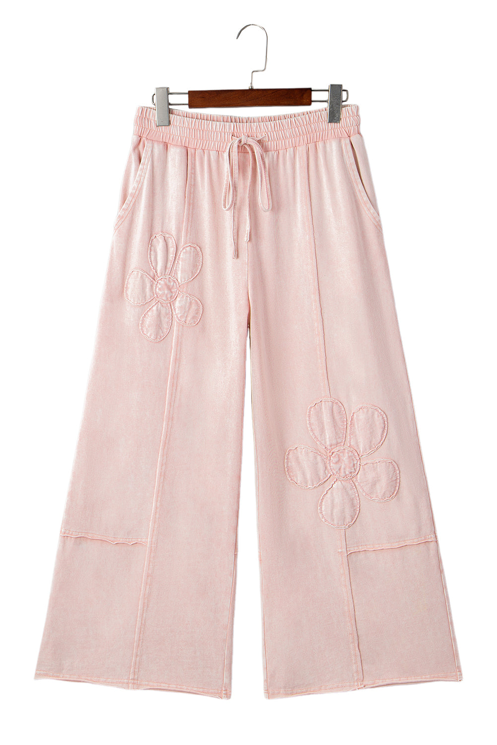 Pink Flower Cropped Wide Leg Pants