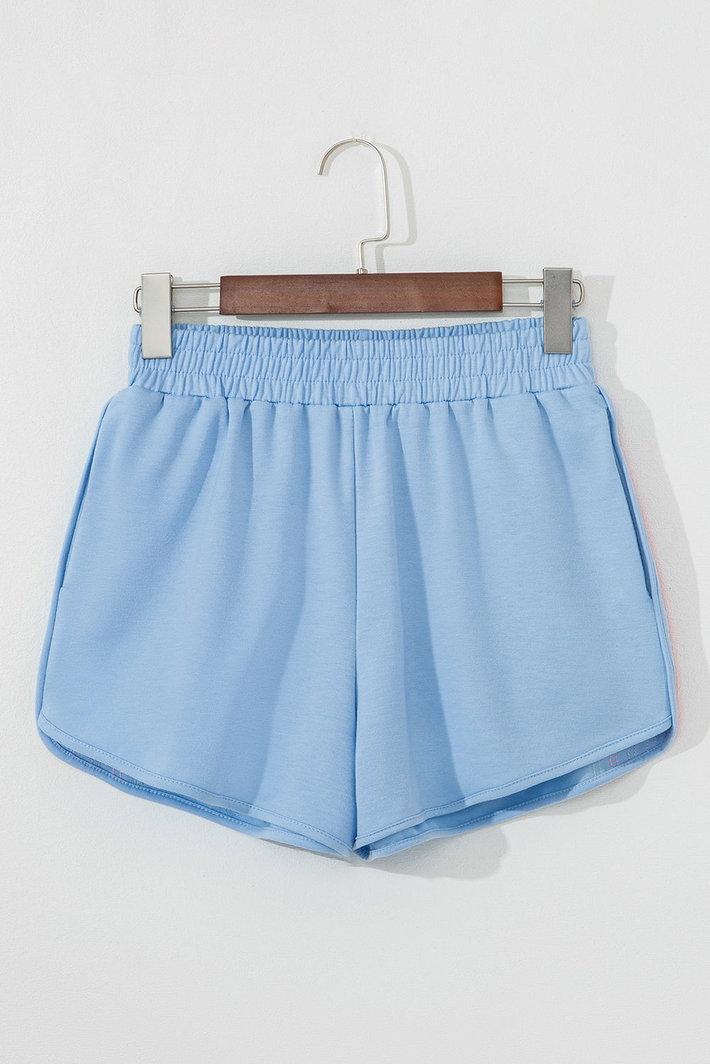 Blue Striped High Waist Active Shorts