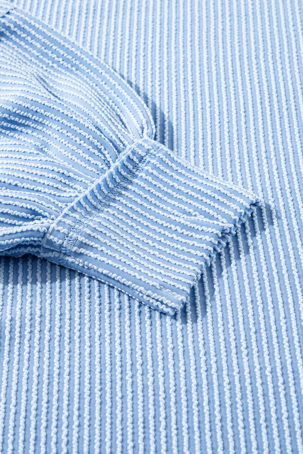 Sky Blue Sleeve Pullover Ruffle Mini Skirt Set