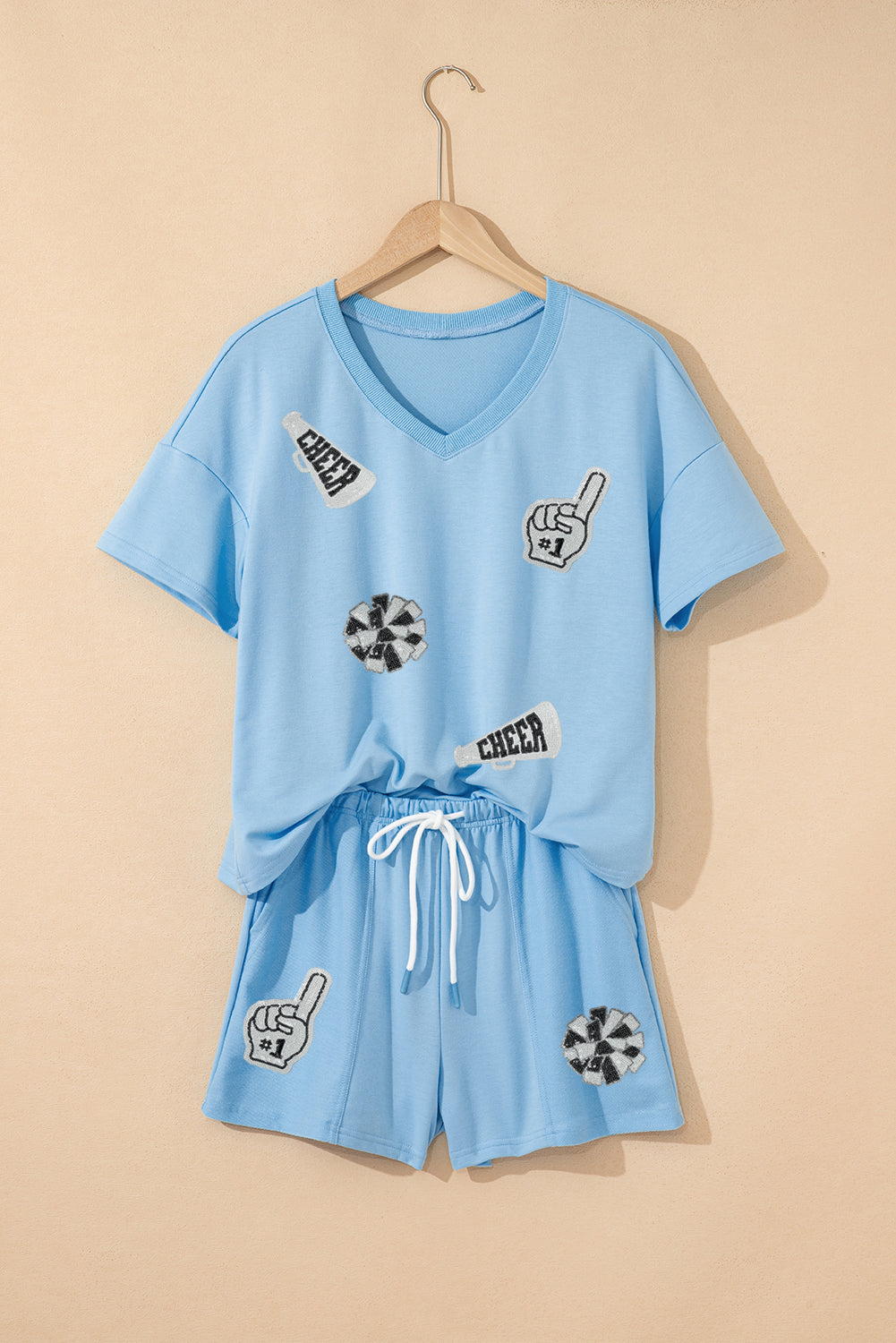 Game Day No.1 Cheer Graphic V Neck Tee and Shorts Set