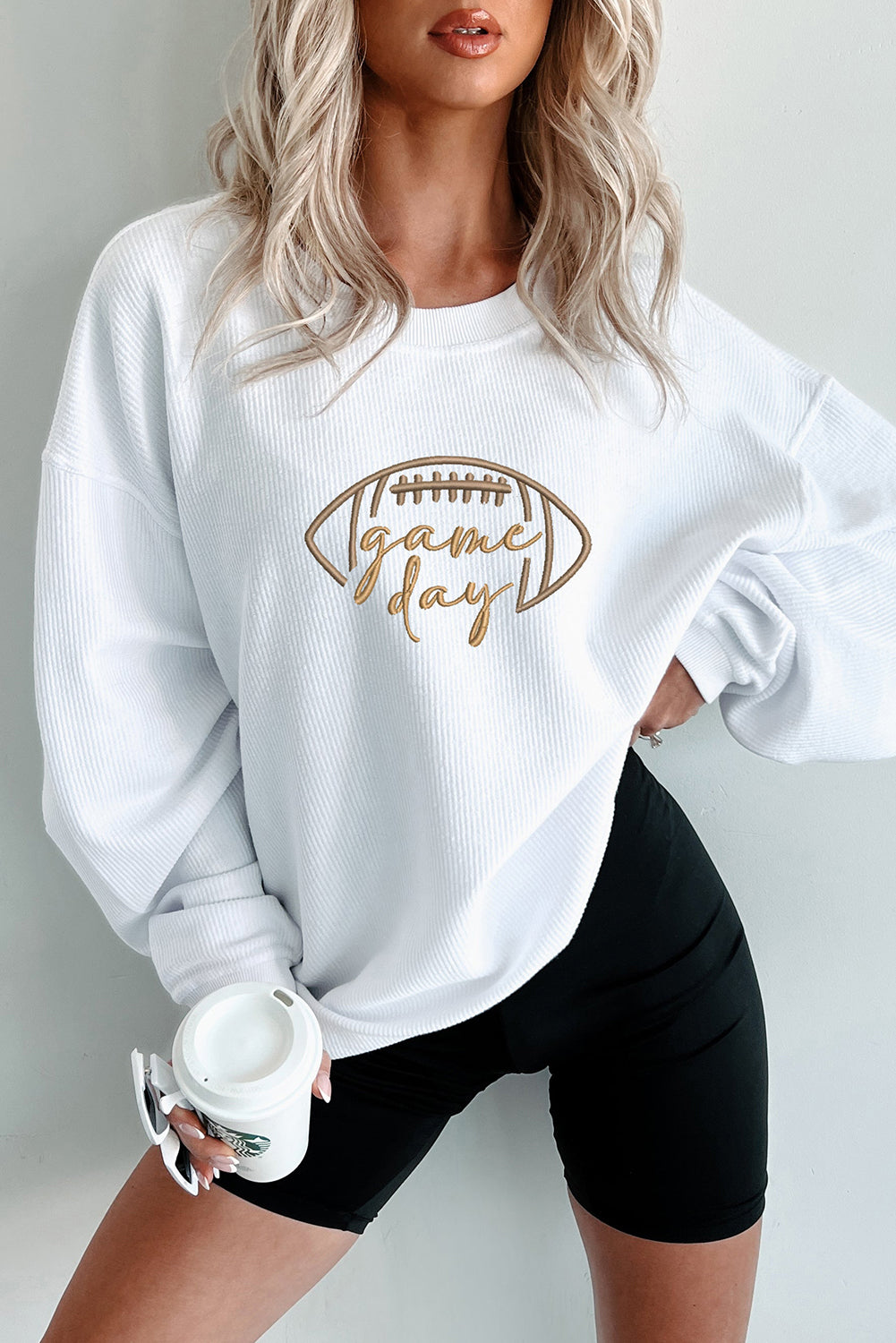 Black Football Drop Shoulder Game Day Sweatshirt